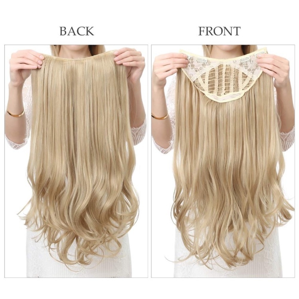 ✨24” #4 CURLY BLACK BROWN 1 PEICE FULL CLIPINS - Picture 3 of 5